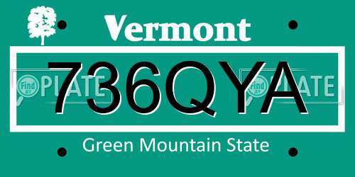 736QYA Vermont License Plate