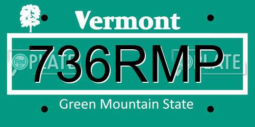 736RMP Vermont License Plate
