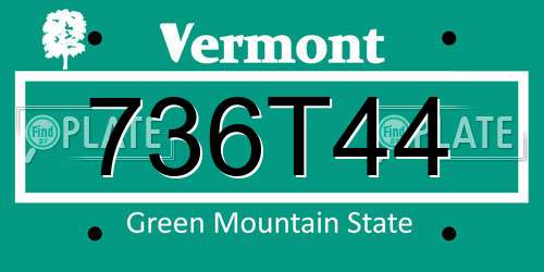 736T44 Vermont License Plate