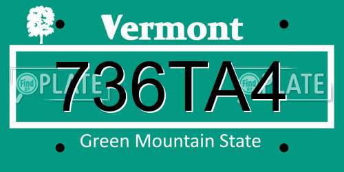 736TA4 Vermont License Plate