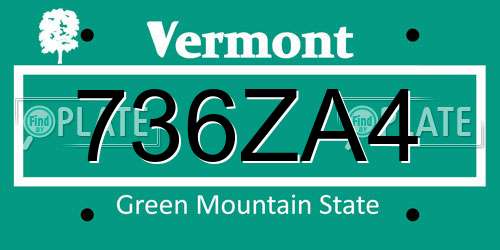 736ZA4 Vermont License Plate