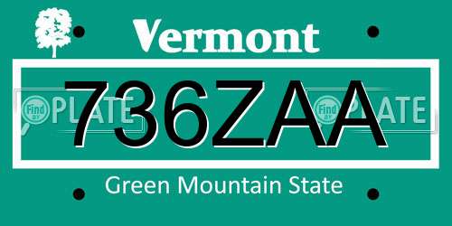 736ZAA Vermont License Plate