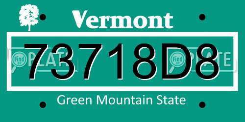 73718D8 Vermont License Plate