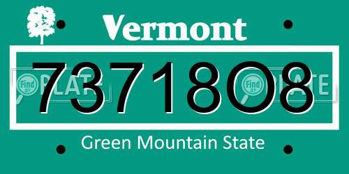 73718O8 Vermont License Plate