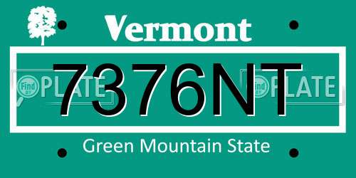 7376NT Vermont License Plate