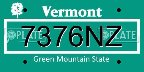 7376NZ Vermont License Plate