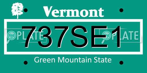 737SE1 Vermont License Plate