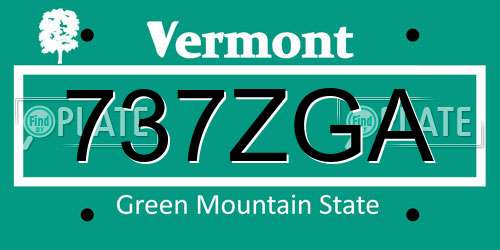 737ZGA Vermont License Plate