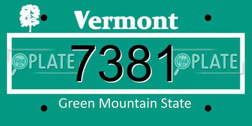 7381 Vermont License Plate