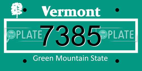 7385 Vermont License Plate