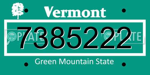7385222 Vermont License Plate