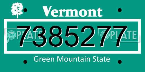 7385277 Vermont License Plate