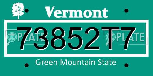 73852T7 Vermont License Plate