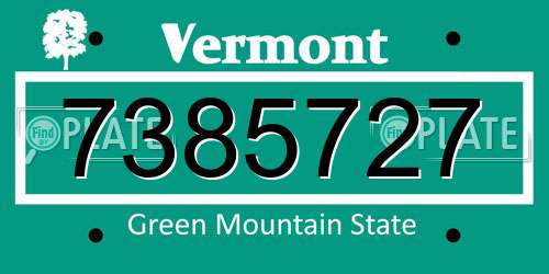 7385727 Vermont License Plate