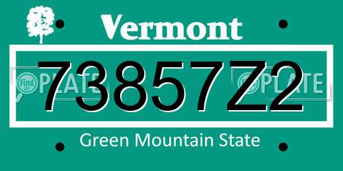 73857Z2 Vermont License Plate