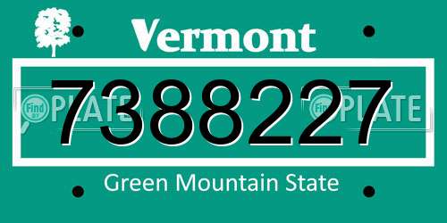 7388227 Vermont License Plate