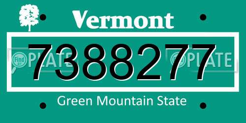 7388277 Vermont License Plate