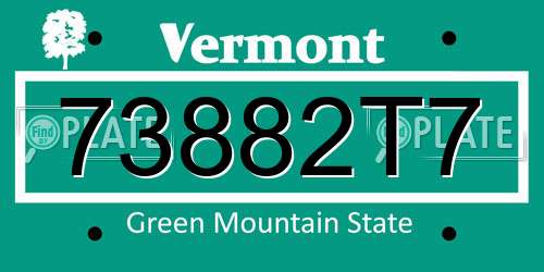 73882T7 Vermont License Plate