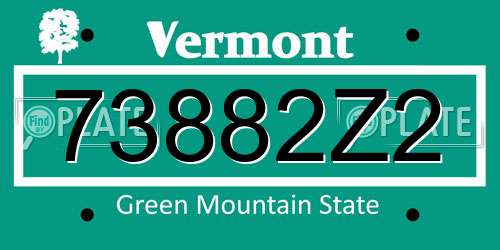 73882Z2 Vermont License Plate