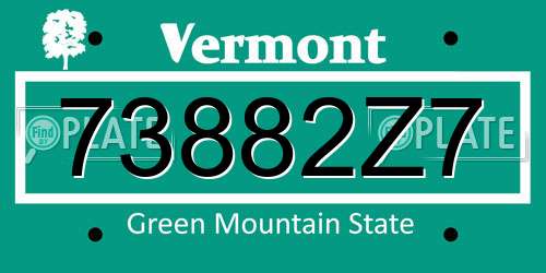 73882Z7 Vermont License Plate