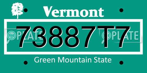 73887T7 Vermont License Plate