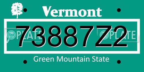 73887Z2 Vermont License Plate
