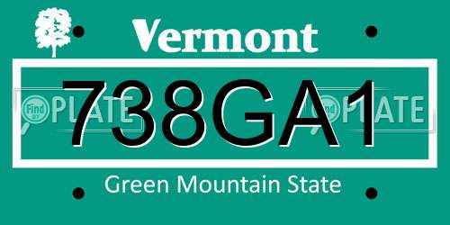 738GA1 Vermont License Plate