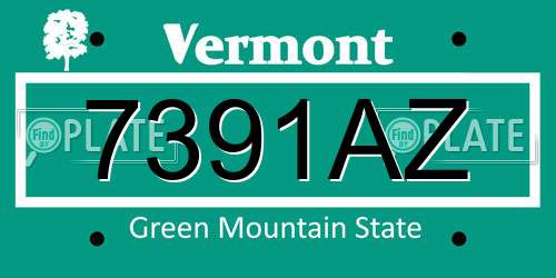 7391AZ Vermont License Plate