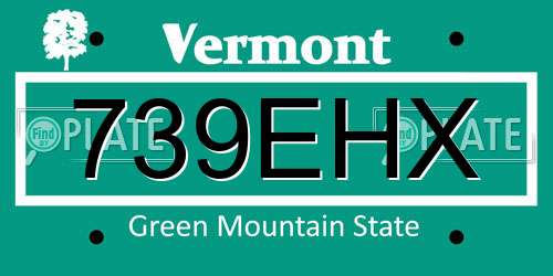 739EHX Vermont License Plate