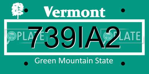 739IA2 Vermont License Plate