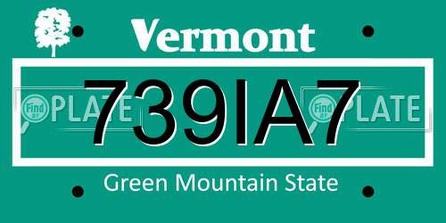 739IA7 Vermont License Plate