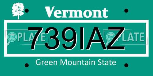 739IAZ Vermont License Plate