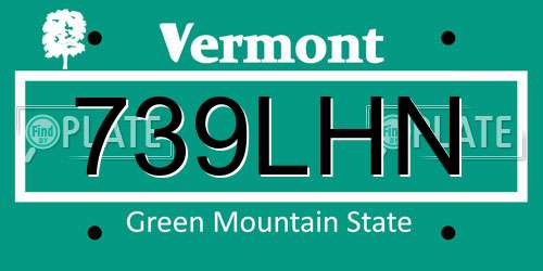 739LHN Vermont License Plate