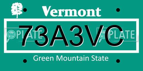 73A3VC Vermont License Plate