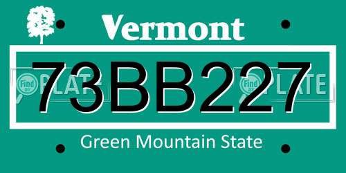 73BB227 Vermont License Plate