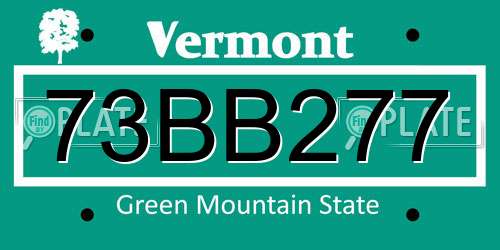 73BB277 Vermont License Plate