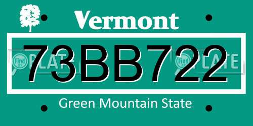 73BB722 Vermont License Plate