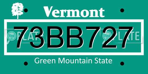 73BB727 Vermont License Plate
