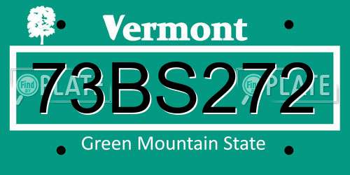 73BS272 Vermont License Plate