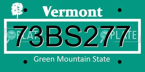 73BS277 Vermont License Plate