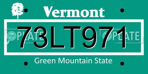 73LT971 Vermont License Plate