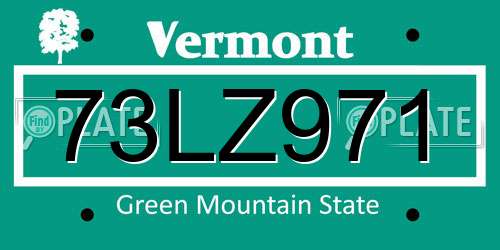 73LZ971 Vermont License Plate