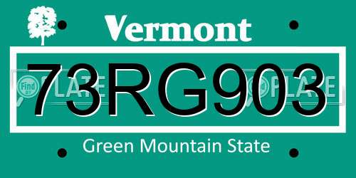 73RG903 Vermont License Plate