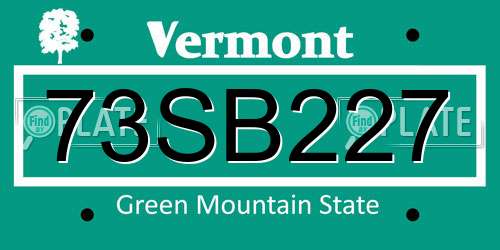 73SB227 Vermont License Plate