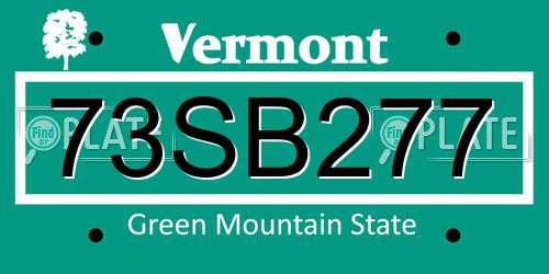 73SB277 Vermont License Plate