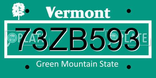 73ZB593 Vermont License Plate
