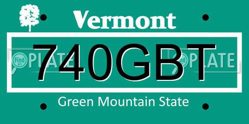 740GBT Vermont License Plate