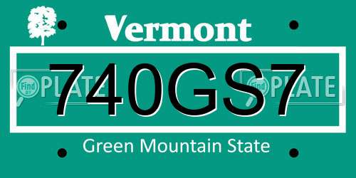 740GS7 Vermont License Plate