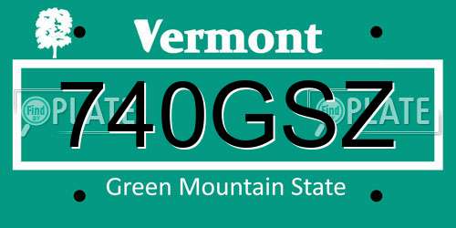740GSZ Vermont License Plate