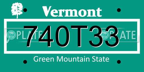 740T33 Vermont License Plate